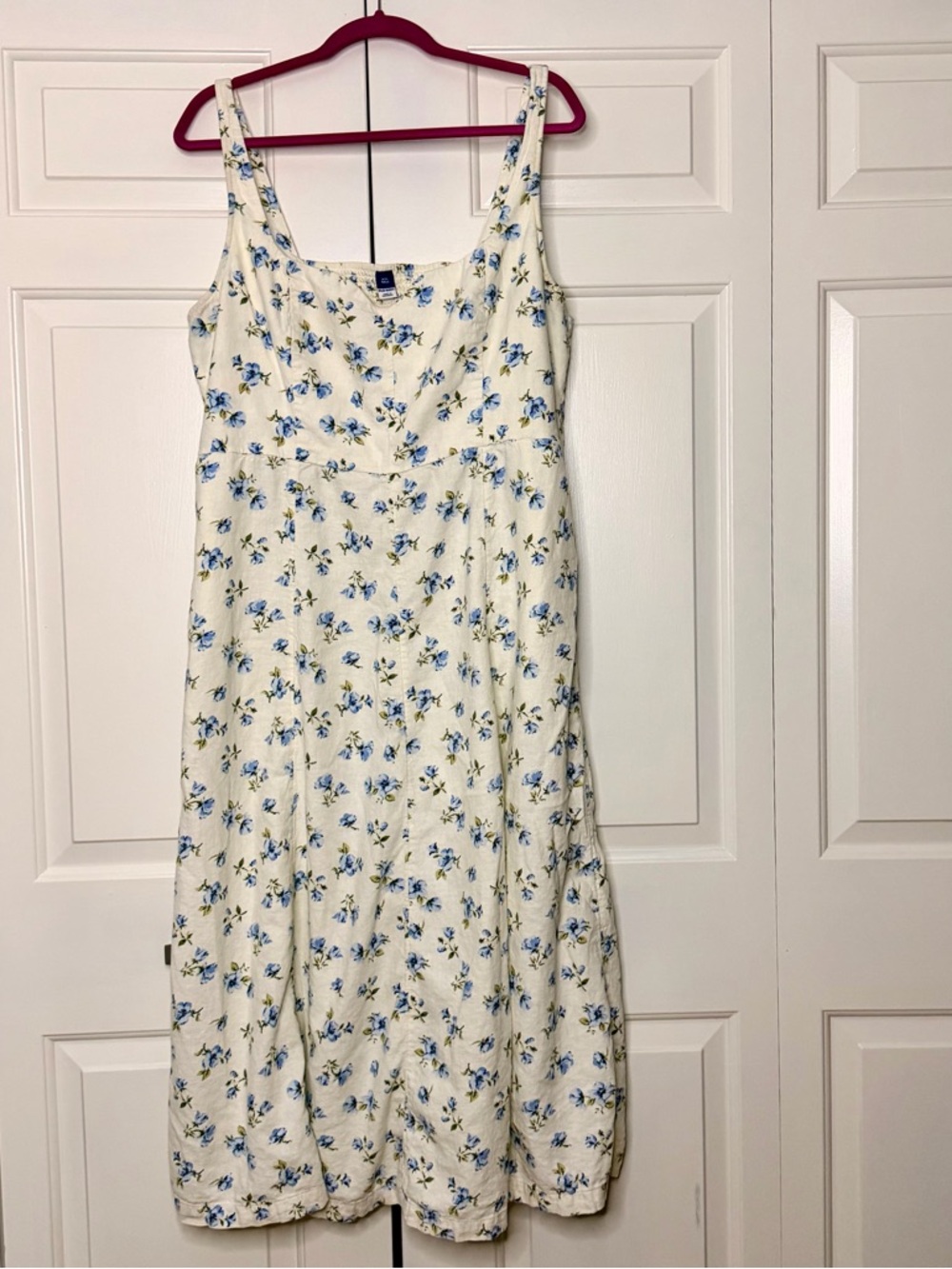 Old Navy Floral Midi Dress XXL Tall | Blue & White Cottagecore Dress